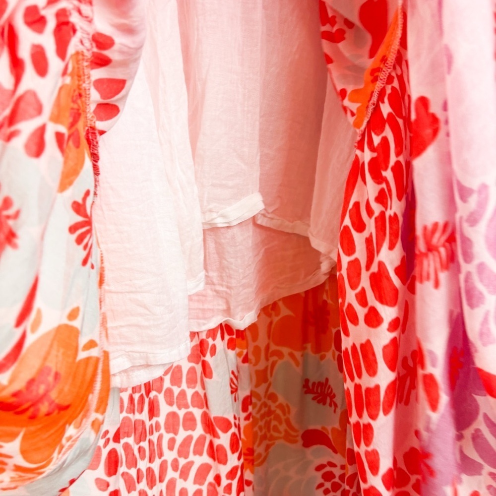 Oliphant Orange Antigua Ruffle V-Neck Tiered Cotton Maxi Dress Sz XS - Picture 9 of 11